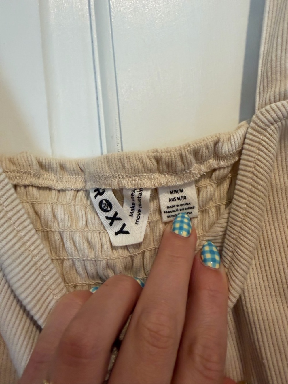 Roxy Cream Ruffle Strap Camisole CroppedTank - Picture 3 of 4